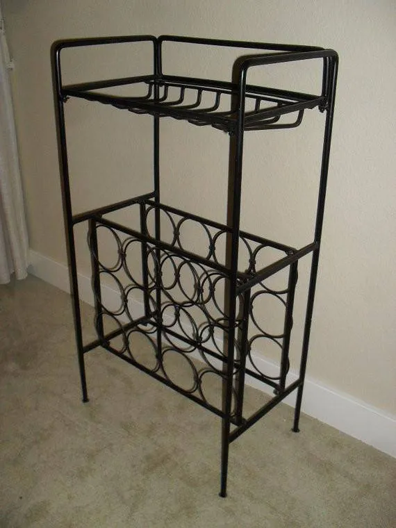 Vintage Mid Century Modern Arthur Umanoff Wrought Iron Bar Wine rack