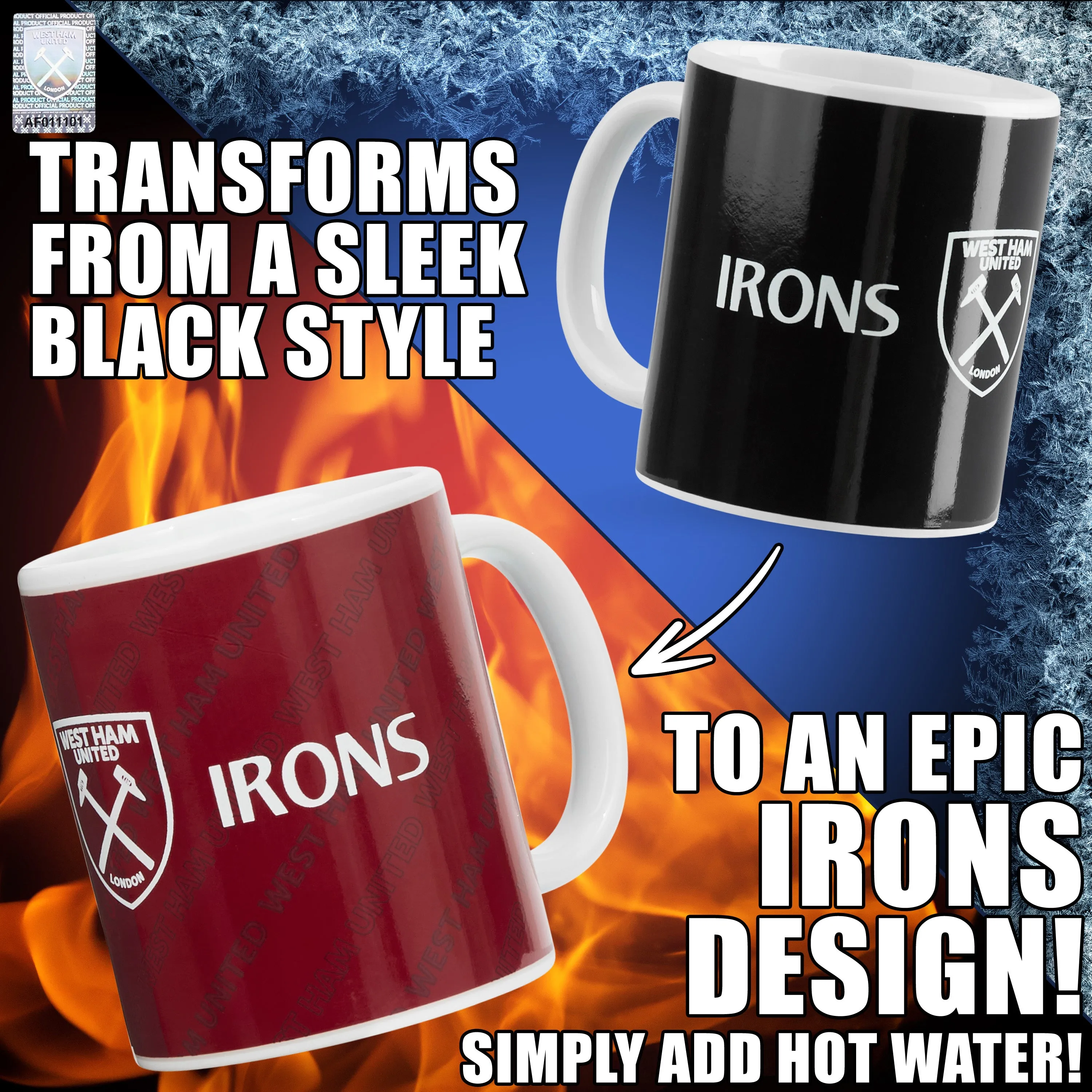 West Ham United F.C. Coffee Mug, 320ml Ceramic Heat Colour Changing Mug - Gifts for Him