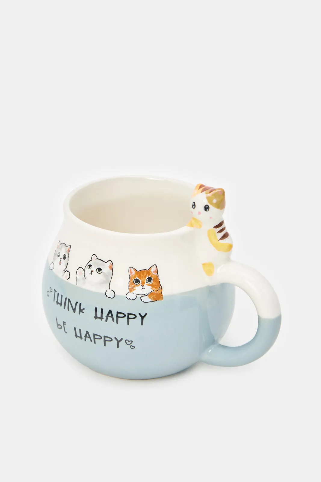 White And Grey Cat Embossed Mug (11oz)