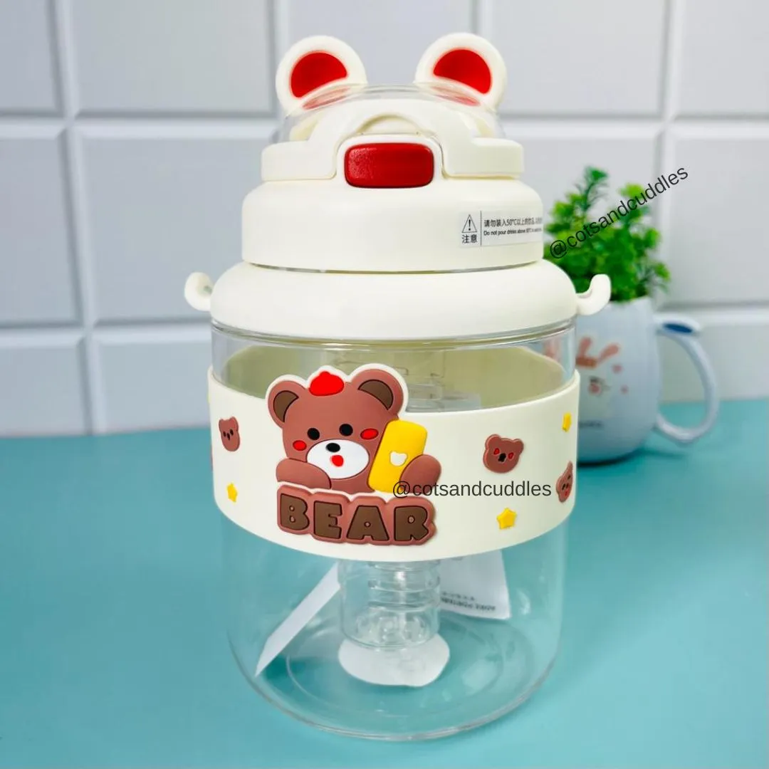 Wild Hydration: Animal-Themed 1100ml Water Bottle with Infuser for Kids