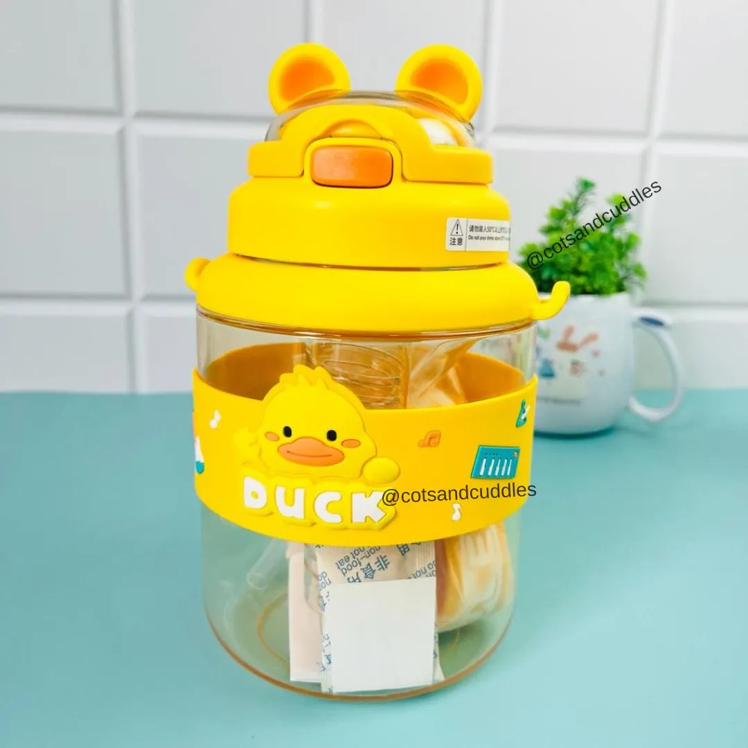 Wild Hydration: Animal-Themed 1100ml Water Bottle with Infuser for Kids