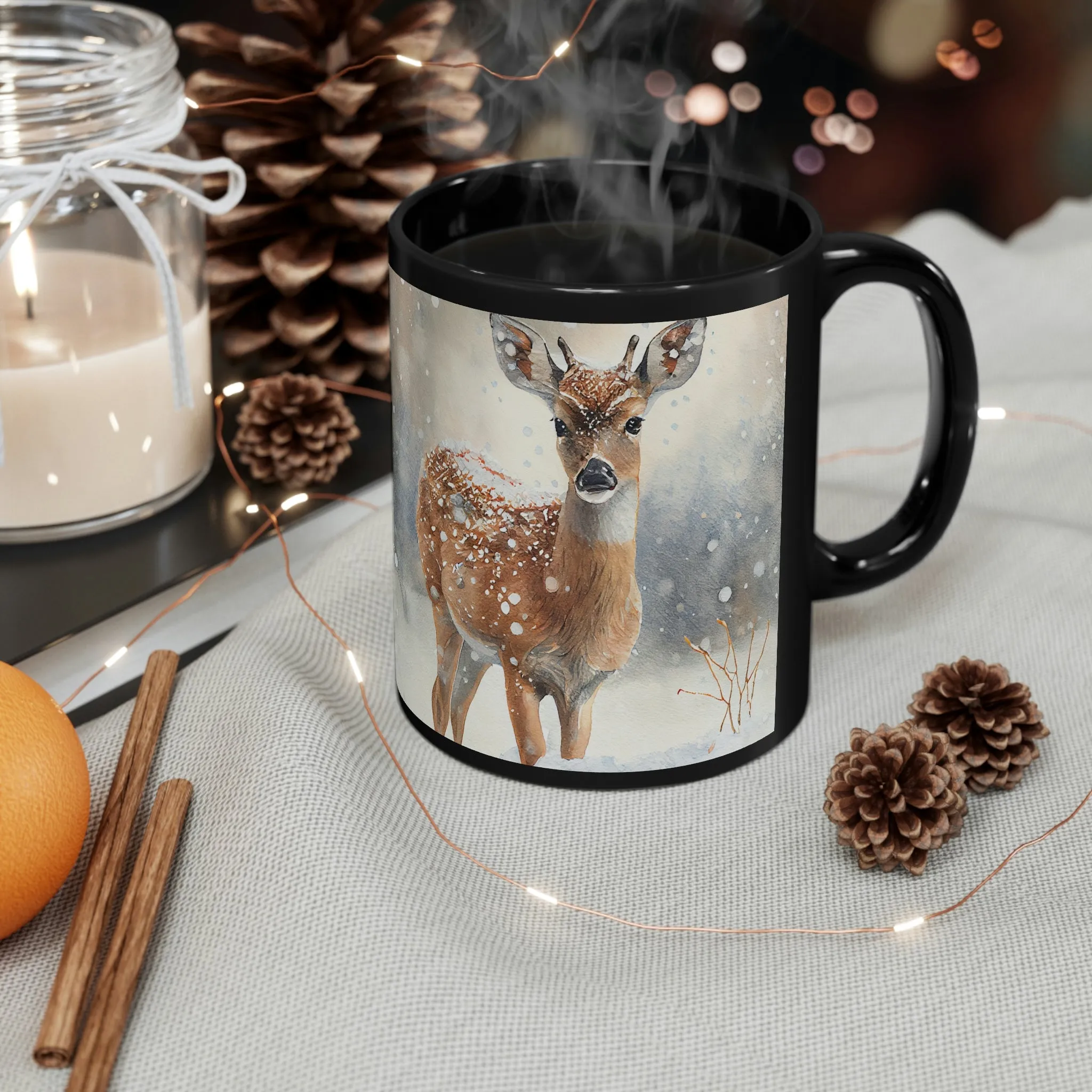 Winter Deer 02 - Black mug 11oz