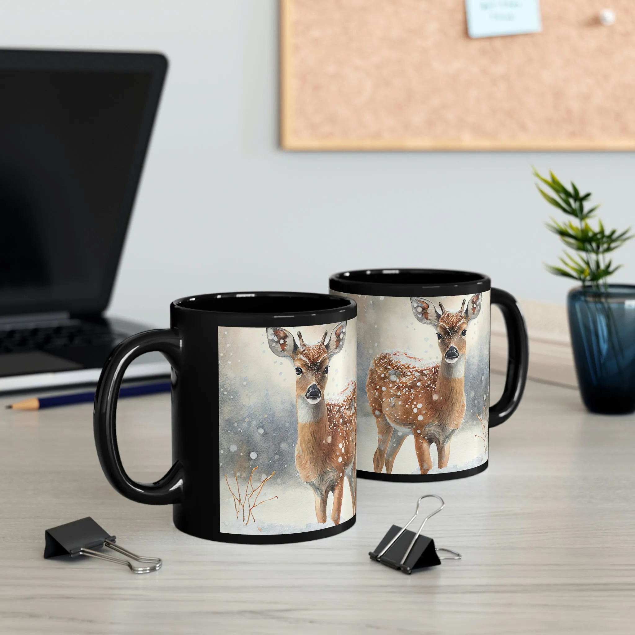 Winter Deer 02 - Black mug 11oz