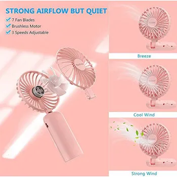 Yoobao F6 2000mAh Portable Hands-Free USB Rechargeable Handheld Fan with 3 Adjustable Speed and Up to 14.5 Hrs. Working Time (Pink Peach)