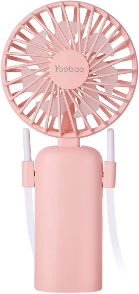 Yoobao F6 2000mAh Portable Hands-Free USB Rechargeable Handheld Fan with 3 Adjustable Speed and Up to 14.5 Hrs. Working Time (Pink Peach)