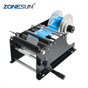 ZONESUN Simple Manual Handy Round Wine Bottle Adhesive Sticker Label Applicator For PET Plastic Bottle Packing Labeling Machine