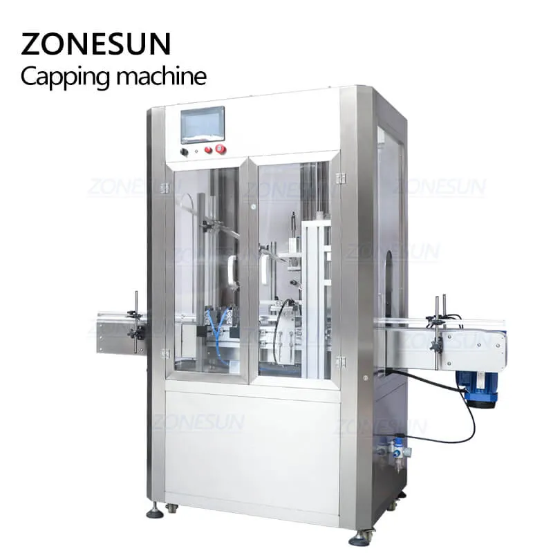 ZONESUN ZS-XG16D Automatic Glass Bottle Cap Cork Press Machine Jar Whisky Plastic Bottle Capping Machine With Dust Cover